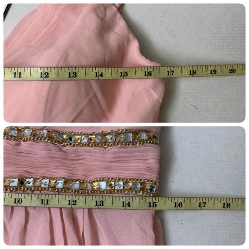 Ever Pretty Evening Gown Beaded Open Back High Waist Size 12 Pink Cut Out - Picture 8 of 10